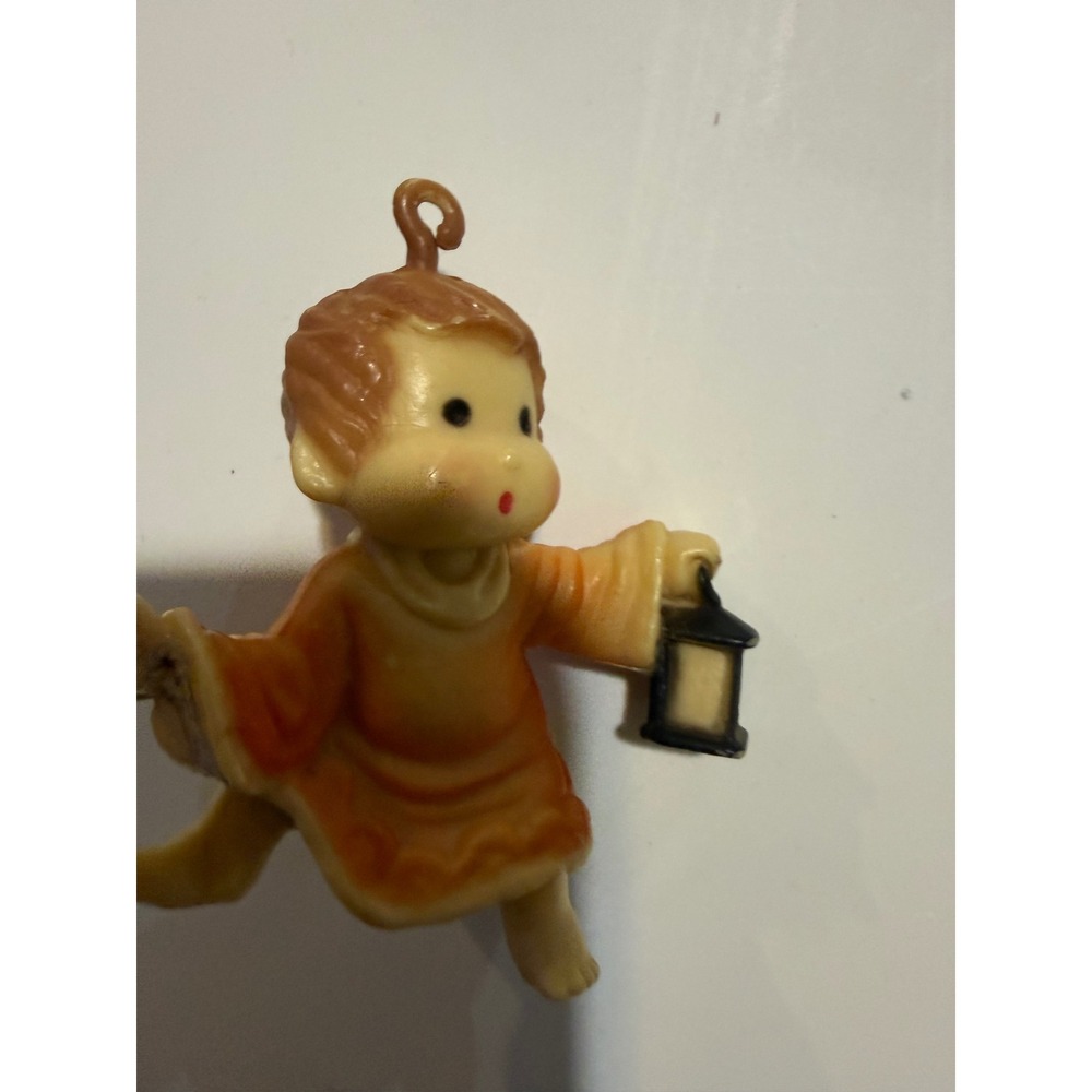 Vintage Plastic‎ Angel Boy Ornament with Lantern cherub mini 2.50 lantherm